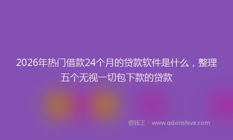 2026年热门借款24个月的贷款软件是什么，整理五个无视一切包下款的贷款