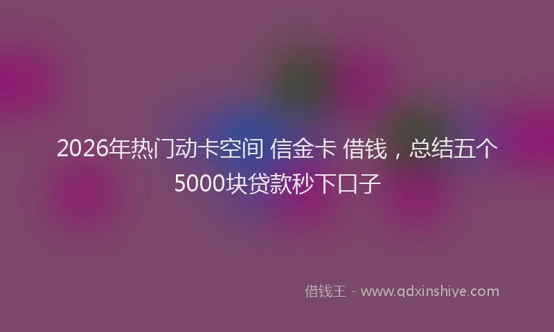 2026年热门动卡空间 信金卡 借钱，总结五个5000块贷款秒下口子