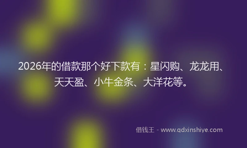 2026年的借款那个好下款有：星闪购、龙龙用、天天盈、小牛金条、大洋花等。