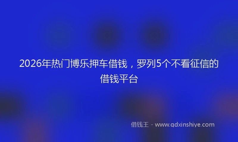 2026年热门博乐押车借钱，罗列5个不看征信的借钱平台