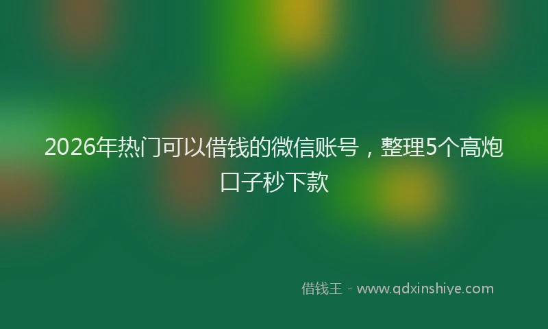 2026年热门可以借钱的微信账号，整理5个高炮口子秒下款
