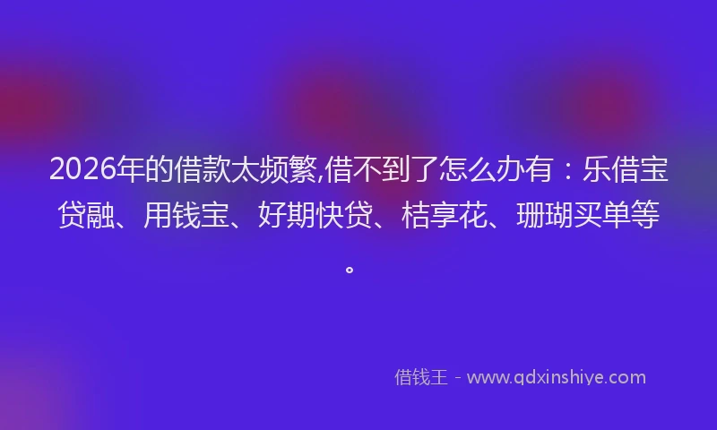 2026年的借款太频繁,借不到了怎么办有：乐借宝贷融、用钱宝、好期快贷、桔享花、珊瑚买单等。