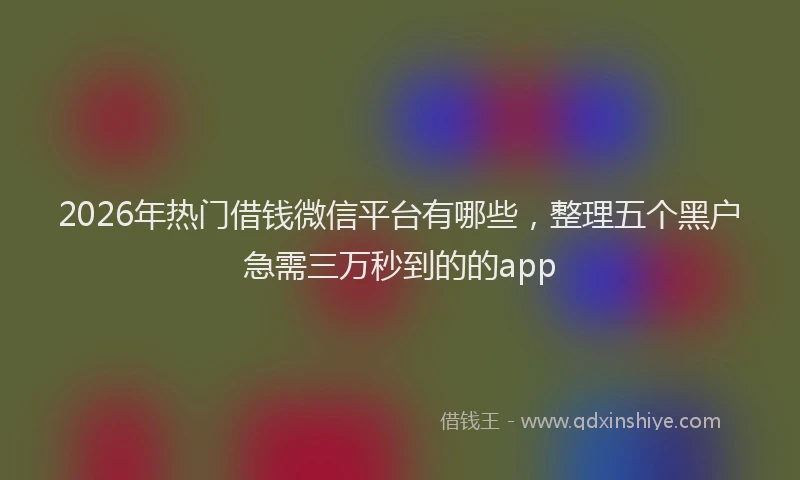 2026年热门借钱微信平台有哪些，整理五个黑户急需三万秒到的的app