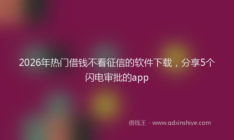 2026年热门借钱不看征信的软件下载，分享5个闪电审批的app