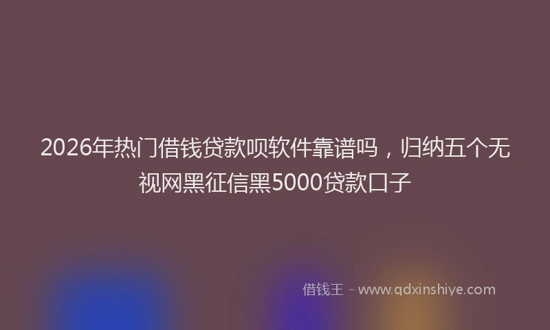 2026年热门借钱贷款呗软件靠谱吗，归纳五个无视网黑征信黑5000贷款口子
