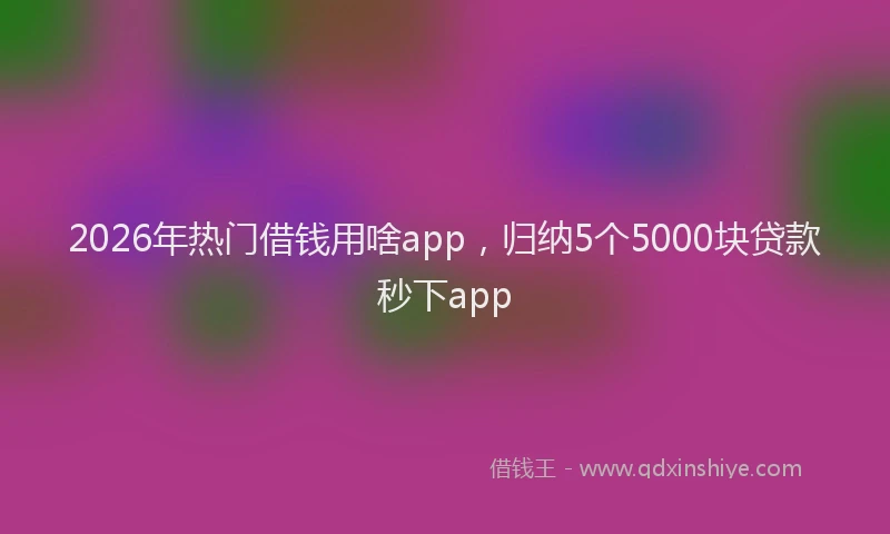2026年热门借钱用啥app，归纳5个5000块贷款秒下app