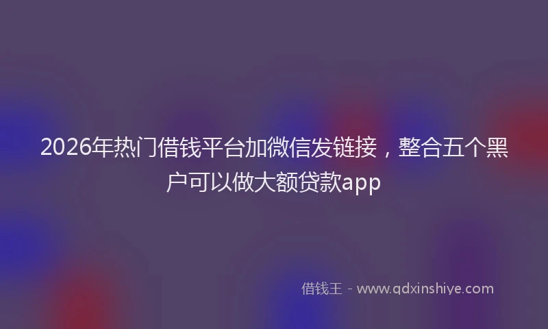 2026年热门借钱平台加微信发链接，整合五个黑户可以做大额贷款app