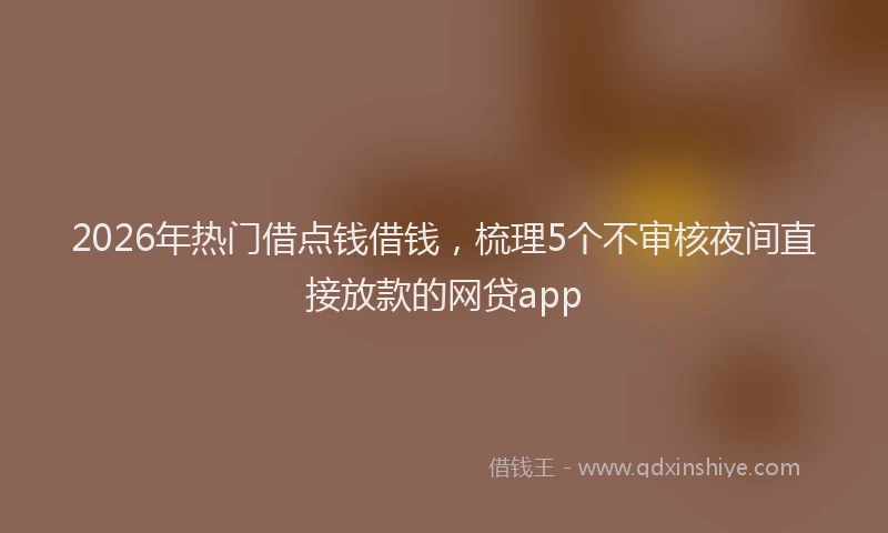 2026年热门借点钱借钱，梳理5个不审核夜间直接放款的网贷app