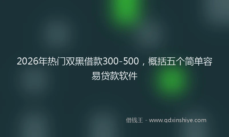 2026年热门双黑借款300-500，概括五个简单容易贷款软件