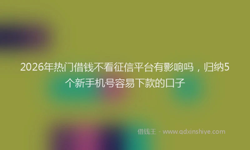2026年热门借钱不看征信平台有影响吗，归纳5个新手机号容易下款的口子