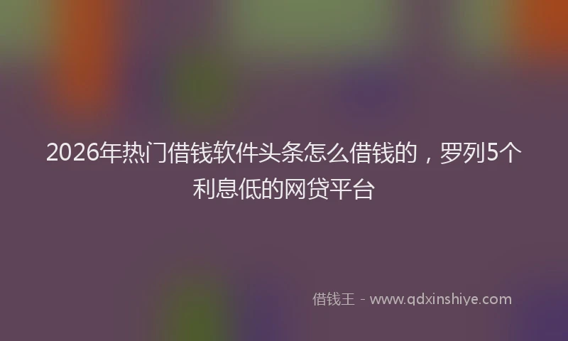 2026年热门借钱软件头条怎么借钱的，罗列5个利息低的网贷平台