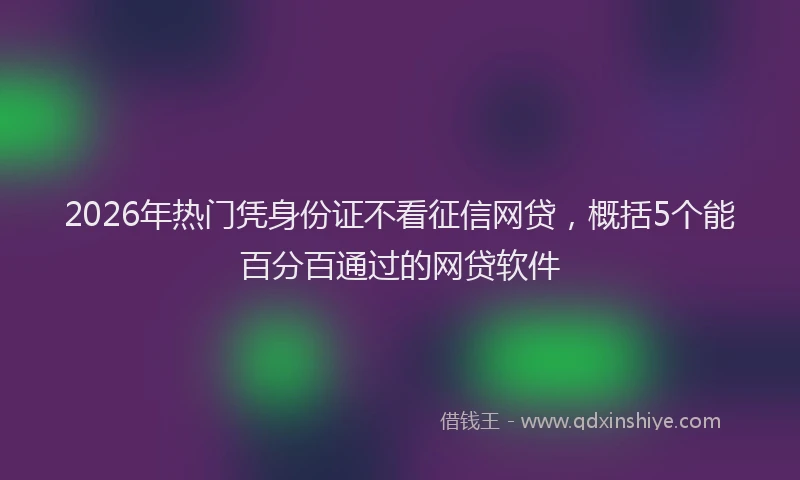 2026年热门凭身份证不看征信网贷，概括5个能百分百通过的网贷软件