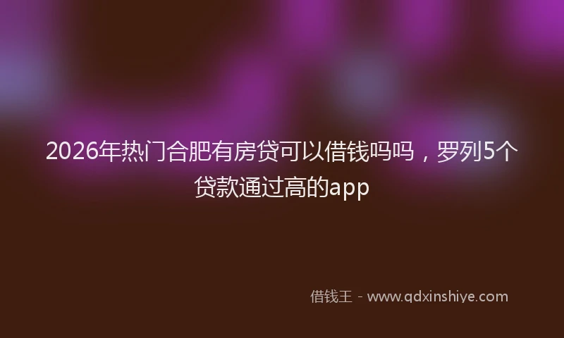 2026年热门合肥有房贷可以借钱吗吗，罗列5个贷款通过高的app