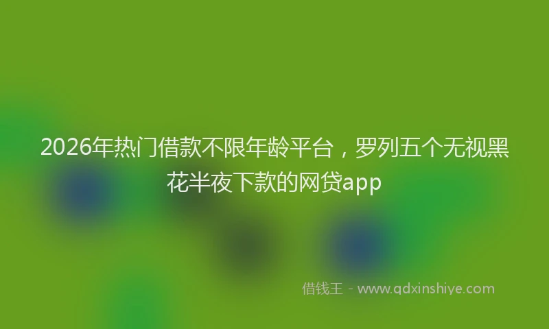 2026年热门借款不限年龄平台，罗列五个无视黑花半夜下款的网贷app