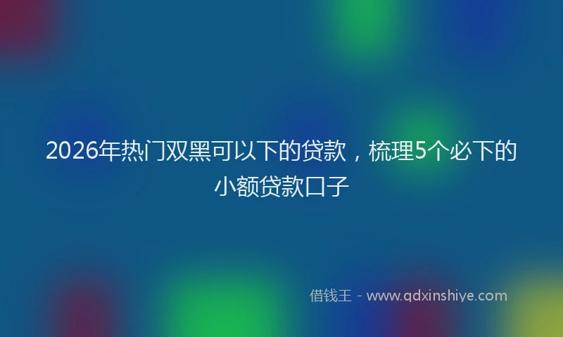 2026年热门双黑可以下的贷款，梳理5个必下的小额贷款口子