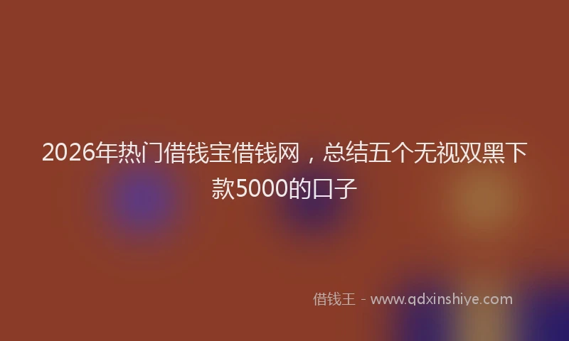 2026年热门借钱宝借钱网，总结五个无视双黑下款5000的口子