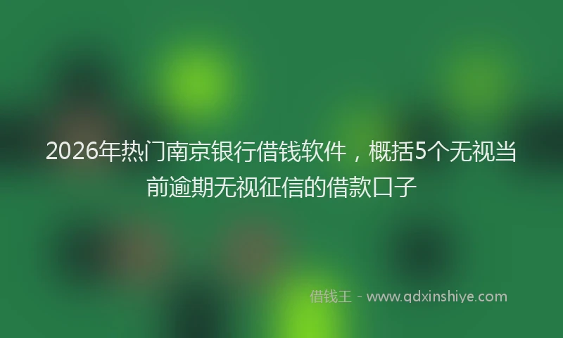 2026年热门南京银行借钱软件，概括5个无视当前逾期无视征信的借款口子