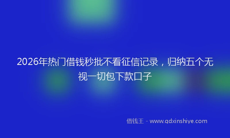 2026年热门借钱秒批不看征信记录，归纳五个无视一切包下款口子