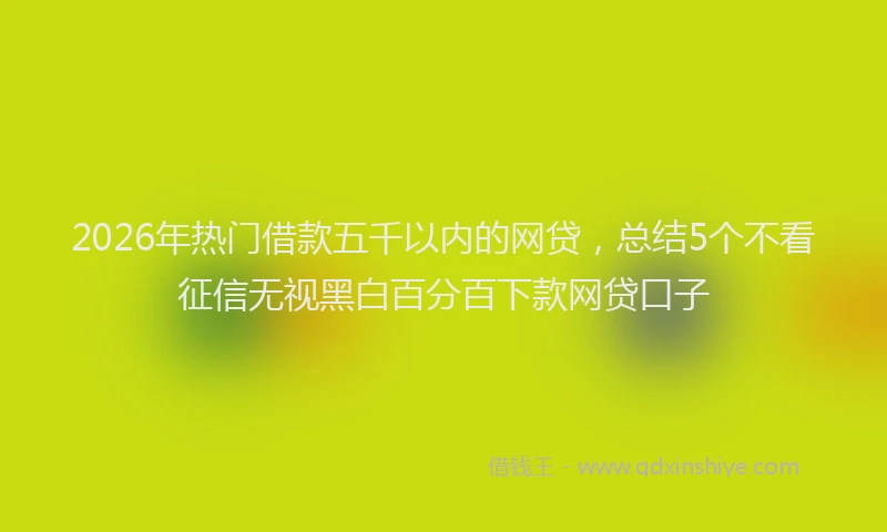 2026年热门借款五千以内的网贷，总结5个不看征信无视黑白百分百下款网贷口子