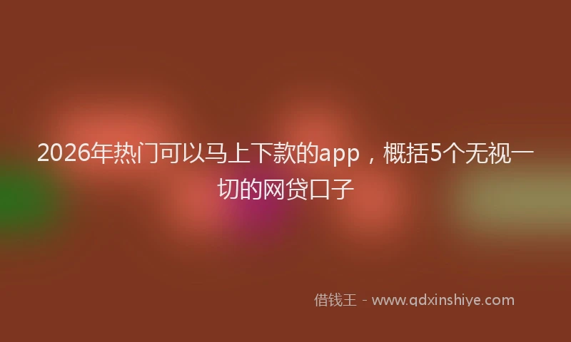 2026年热门可以马上下款的app，概括5个无视一切的网贷口子