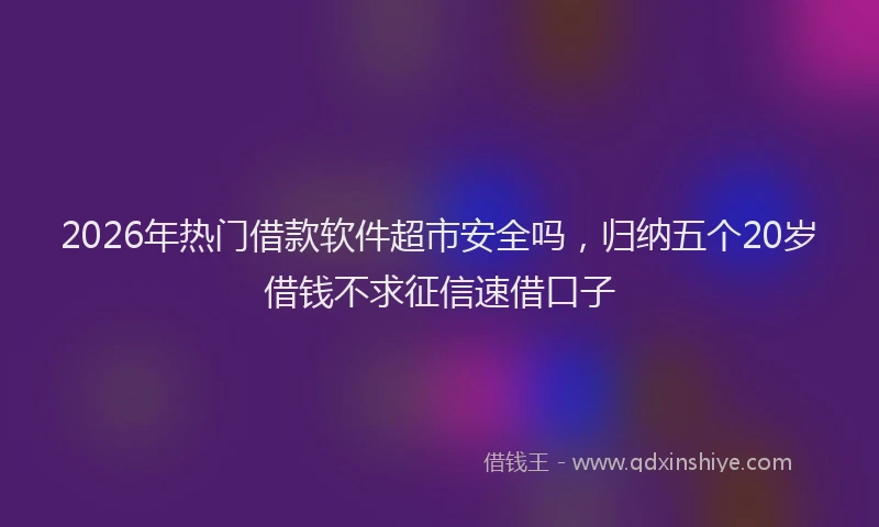 2026年热门借款软件超市安全吗，归纳五个20岁借钱不求征信速借口子