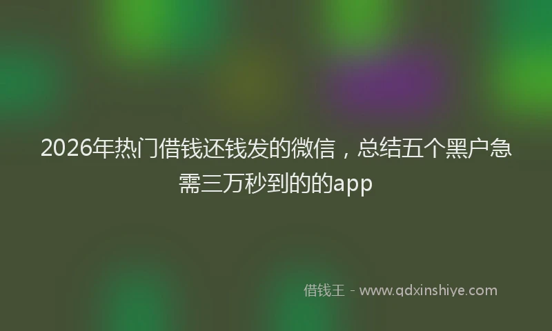 2026年热门借钱还钱发的微信，总结五个黑户急需三万秒到的的app
