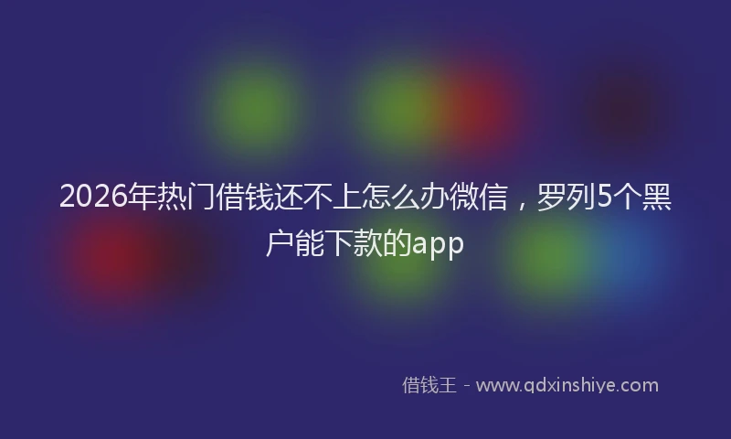 2026年热门借钱还不上怎么办微信，罗列5个黑户能下款的app