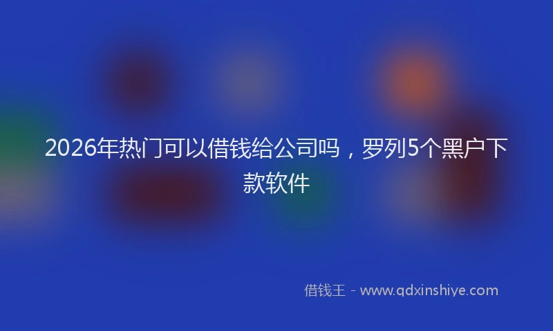 2026年热门可以借钱给公司吗，罗列5个黑户下款软件