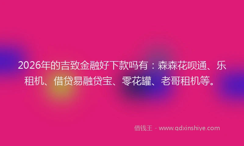 2026年的吉致金融好下款吗有：森森花呗通、乐租机、借贷易融贷宝、零花罐、老哥租机等。