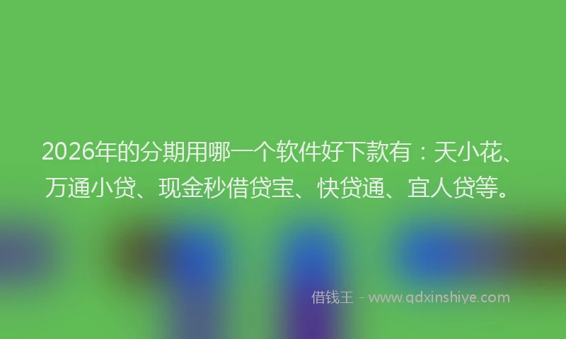 2026年的分期用哪一个软件好下款有：天小花、万通小贷、现金秒借贷宝、快贷通、宜人贷等。