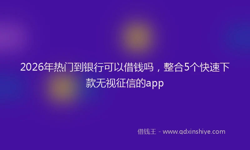 2026年热门到银行可以借钱吗，整合5个快速下款无视征信的app