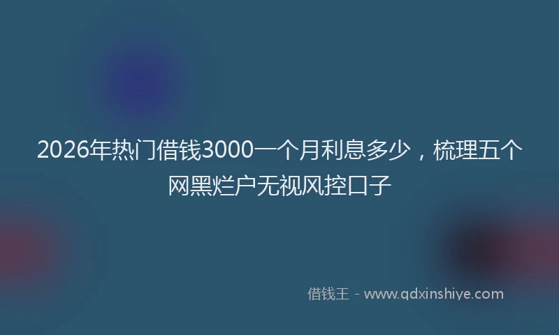 2026年热门借钱3000一个月利息多少，梳理五个网黑烂户无视风控口子