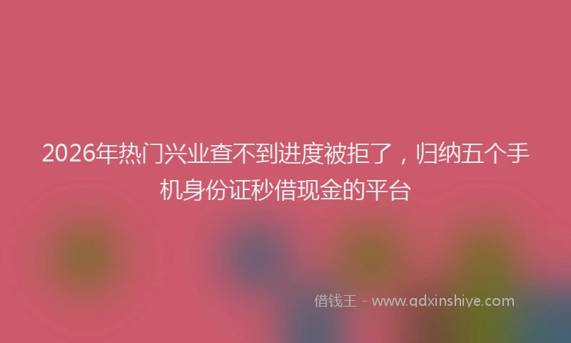 2026年热门兴业查不到进度被拒了，归纳五个手机身份证秒借现金的平台