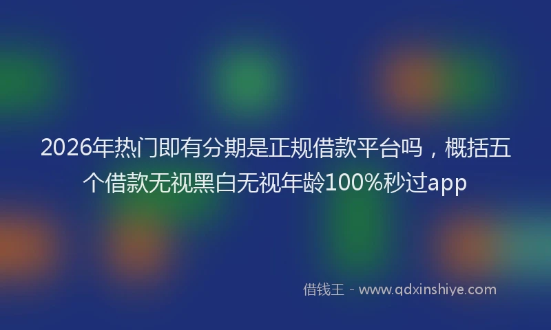 2026年热门即有分期是正规借款平台吗，概括五个借款无视黑白无视年龄100%秒过app