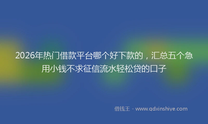 2026年热门借款平台哪个好下款的，汇总五个急用小钱不求征信流水轻松贷的口子
