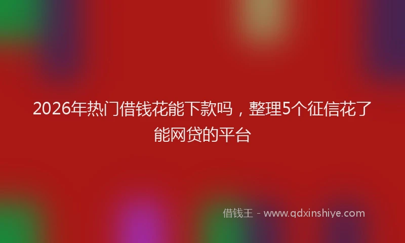 2026年热门借钱花能下款吗，整理5个征信花了能网贷的平台