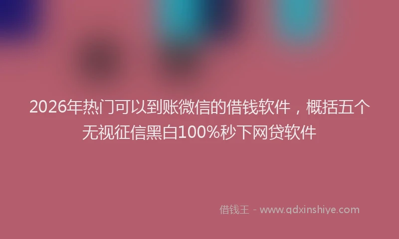 2026年热门可以到账微信的借钱软件，概括五个无视征信黑白100%秒下网贷软件
