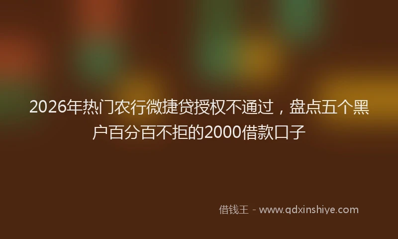 2026年热门农行微捷贷授权不通过，盘点五个黑户百分百不拒的2000借款口子