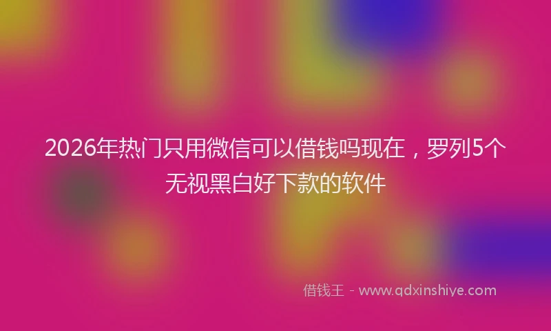 2026年热门只用微信可以借钱吗现在，罗列5个无视黑白好下款的软件