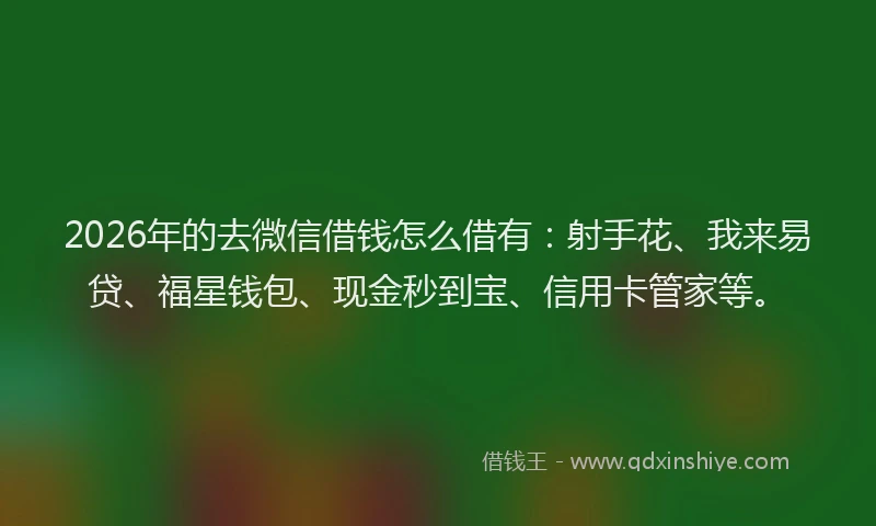 2026年的去微信借钱怎么借有：射手花、我来易贷、福星钱包、现金秒到宝、信用卡管家等。