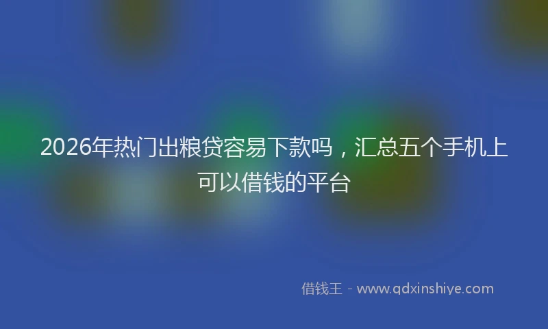 2026年热门出粮贷容易下款吗，汇总五个手机上可以借钱的平台