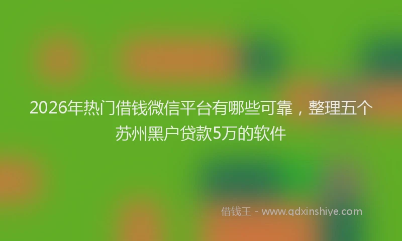 2026年热门借钱微信平台有哪些可靠，整理五个苏州黑户贷款5万的软件