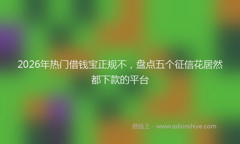 2026年热门借钱宝正规不，盘点五个征信花居然都下款的平台