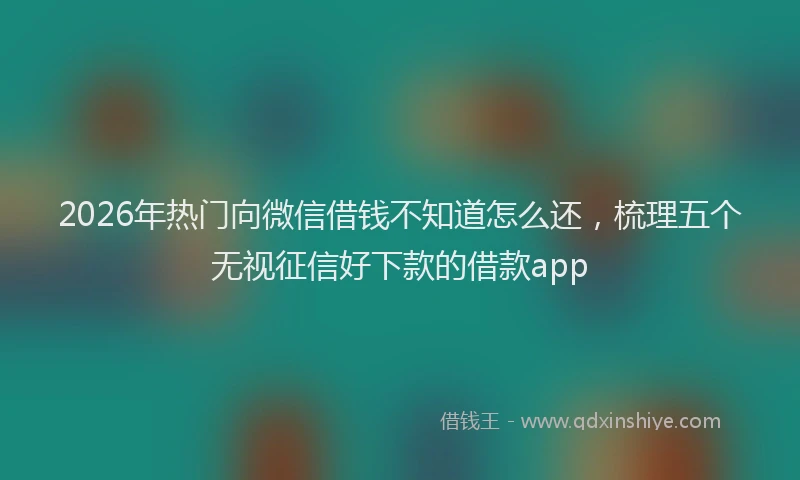 2026年热门向微信借钱不知道怎么还，梳理五个无视征信好下款的借款app