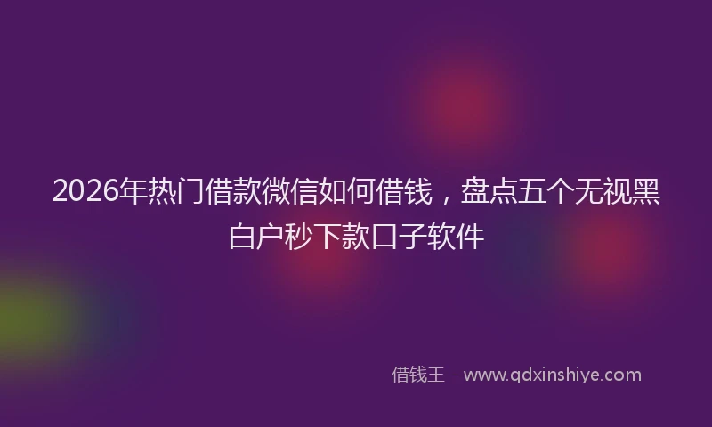 2026年热门借款微信如何借钱，盘点五个无视黑白户秒下款口子软件