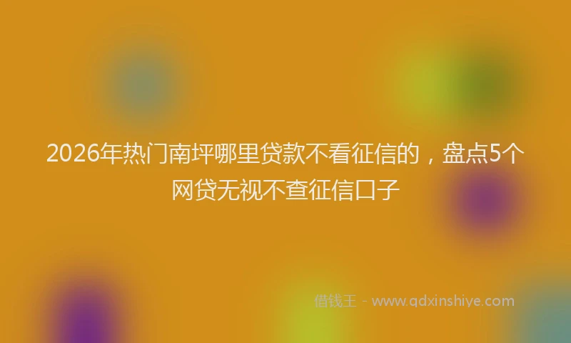 2026年热门南坪哪里贷款不看征信的，盘点5个网贷无视不查征信口子