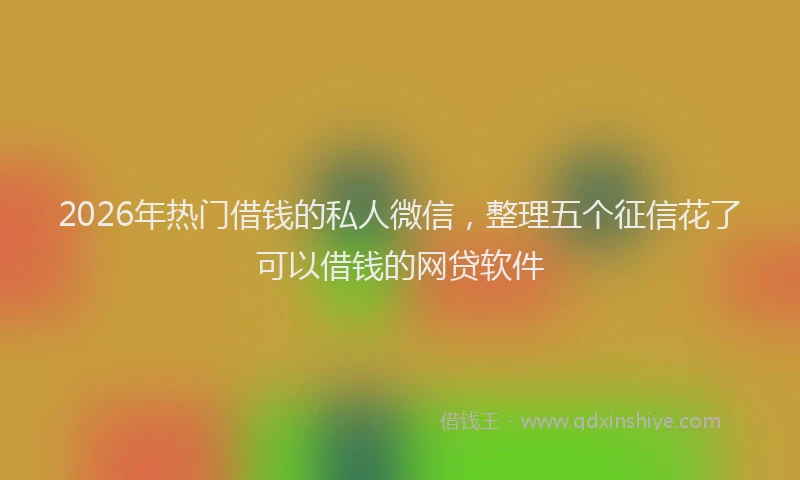 2026年热门借钱的私人微信，整理五个征信花了可以借钱的网贷软件