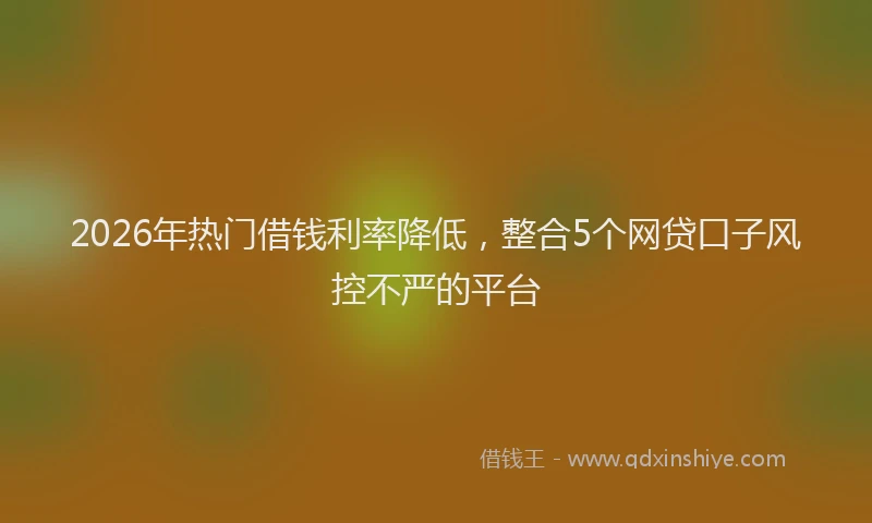 2026年热门借钱利率降低，整合5个网贷口子风控不严的平台