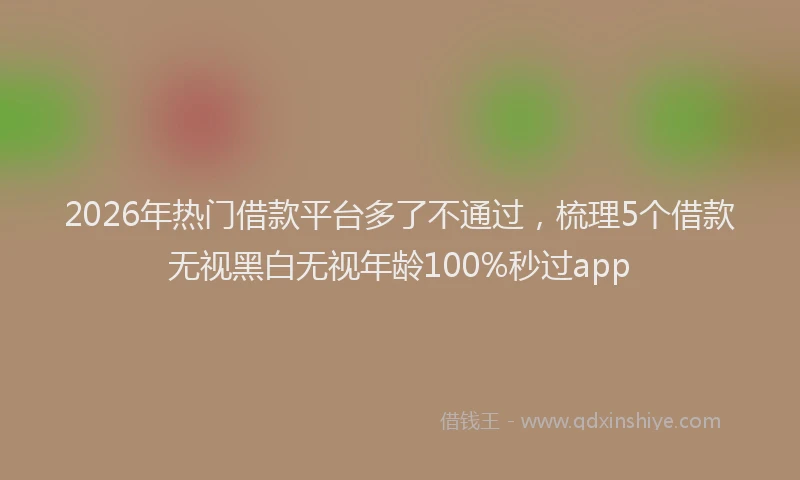 2026年热门借款平台多了不通过，梳理5个借款无视黑白无视年龄100%秒过app