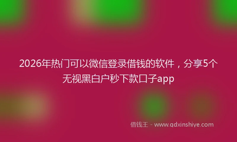 2026年热门可以微信登录借钱的软件，分享5个无视黑白户秒下款口子app